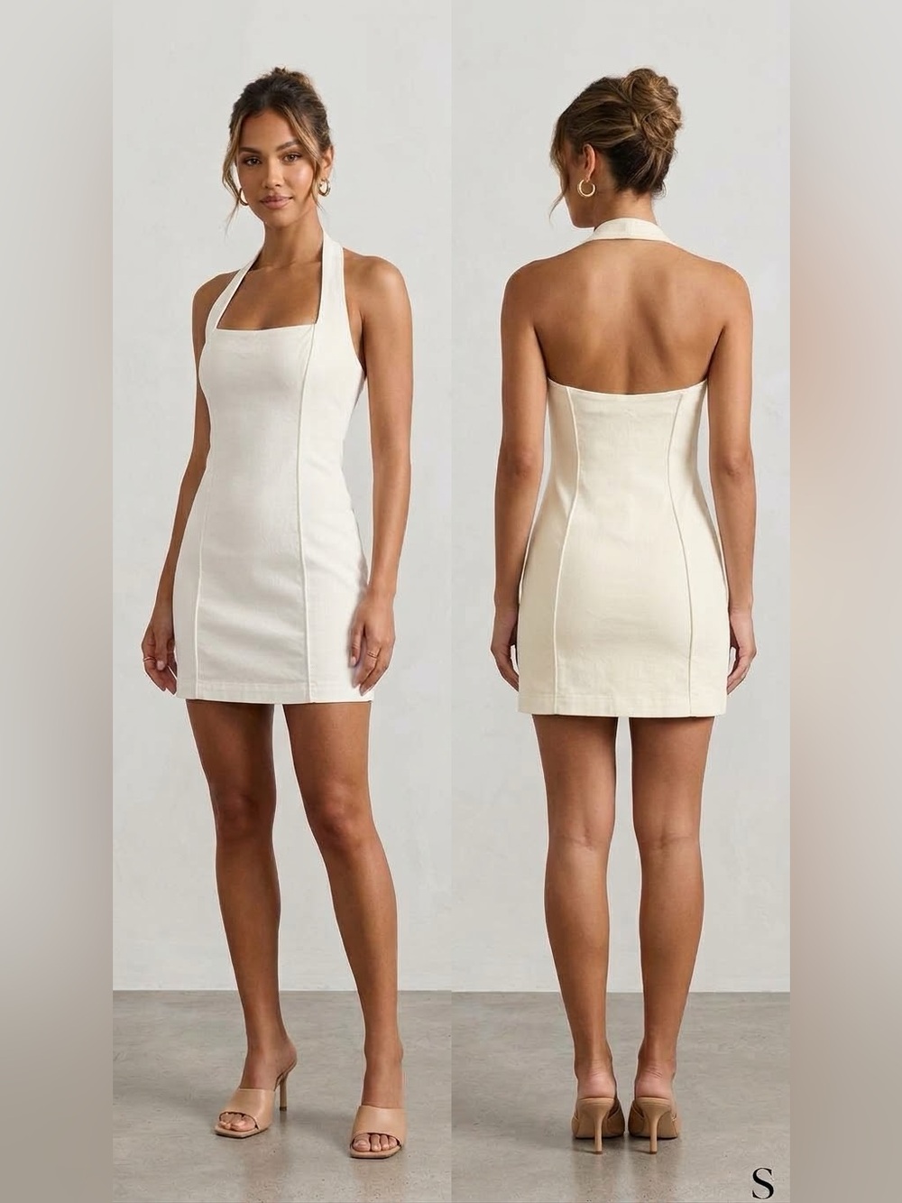 JOSEFINE HJ NA-KD White Halter Mini Dress off white size medium